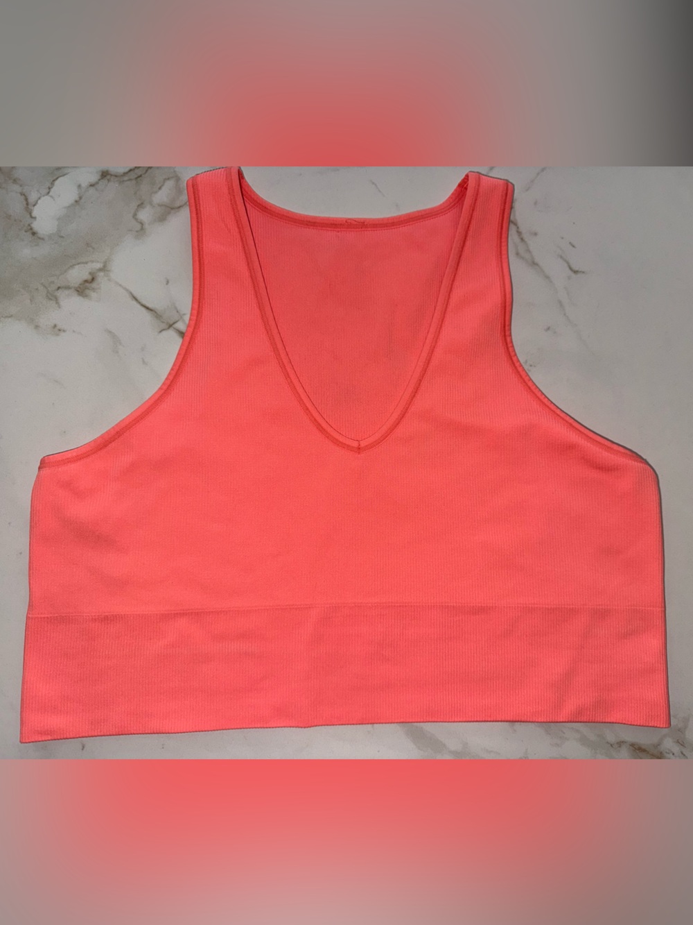 Athleta Aurora crop rib tank| coral orange | size XL🧡